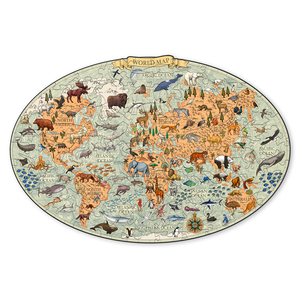 Wooden jigsaw puzzle Animal atlas