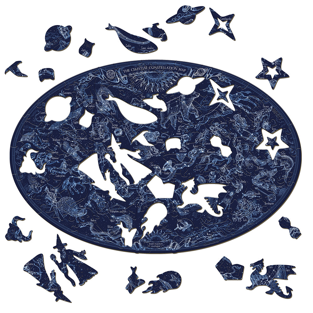 WOODEN JIGSAW PUZZLE CELESTIAL CONSTELLATION MAP