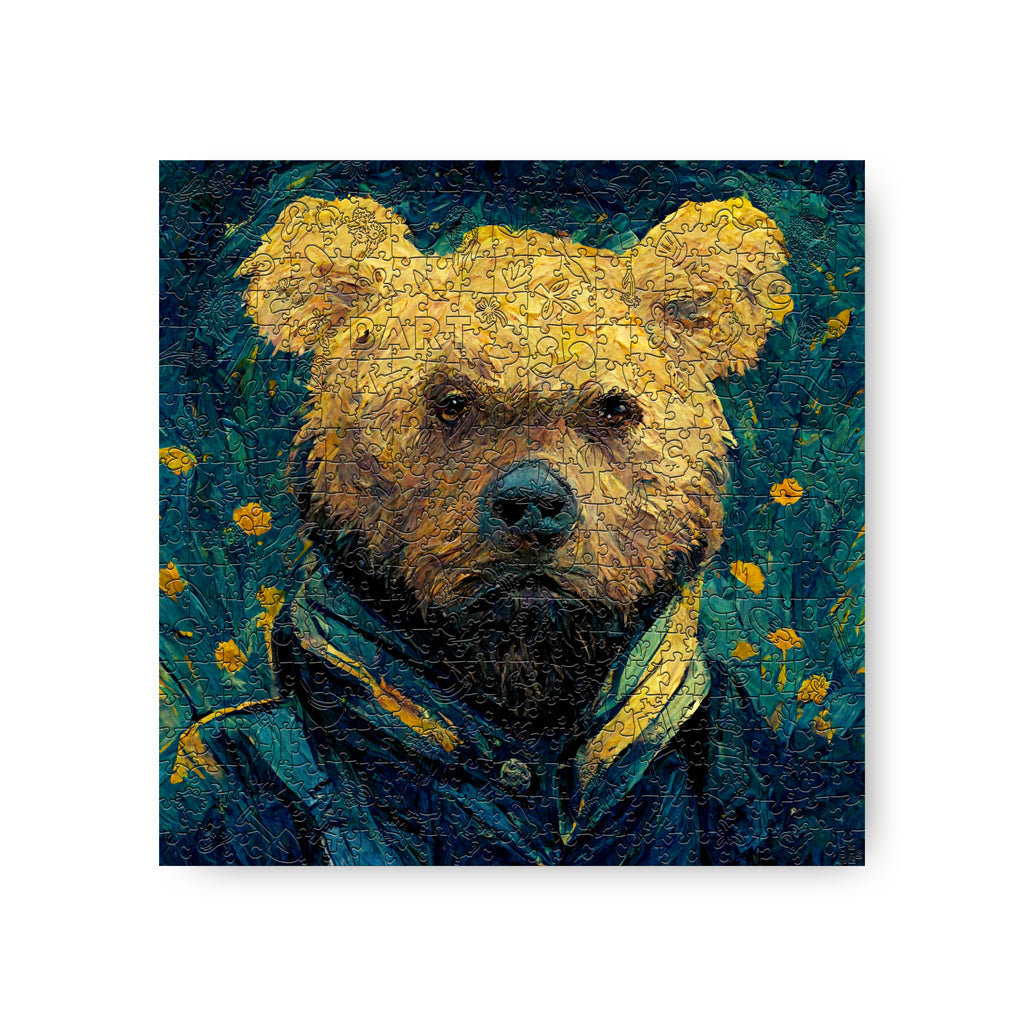 Wooden jigsaw puzzle Yellow Flowers, Brown Bear